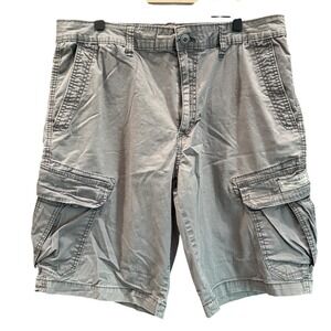 Unionbay Mens Grey Cotton Stretch Cargo Shorts Size 36 Utility Pockets Casual